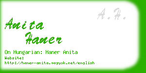 anita haner business card